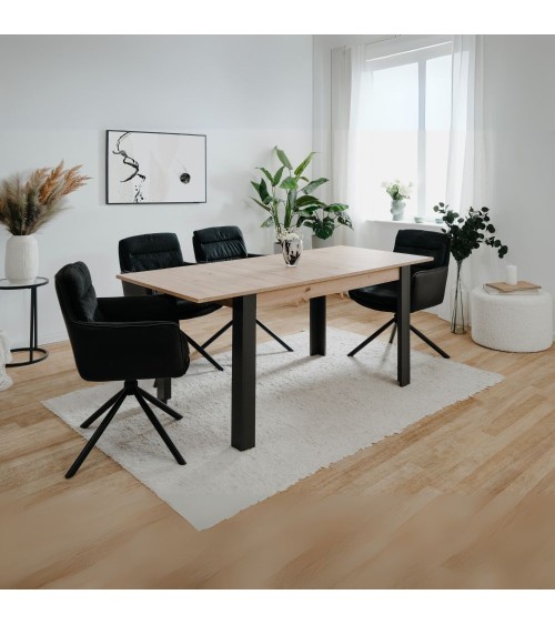 Tavolo allungabile Tolosa 80B colore rovere e gambe nere 150x75x80 cm.