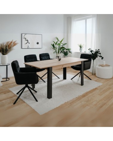 Tavolo allungabile Tolosa 80B colore rovere e gambe nere 150x75x80 cm.