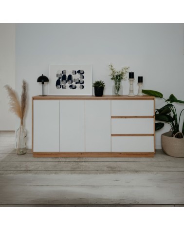 Credenza Phoenix 51A 3 ante e 3 cassetti con struttura rovere e frontali bianco