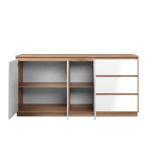 Credenza Phoenix 51A 3 ante e 3 cassetti con struttura rovere e frontali bianco