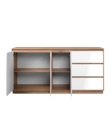 Credenza Phoenix 51A 3 ante e 3 cassetti con struttura rovere e frontali bianco
