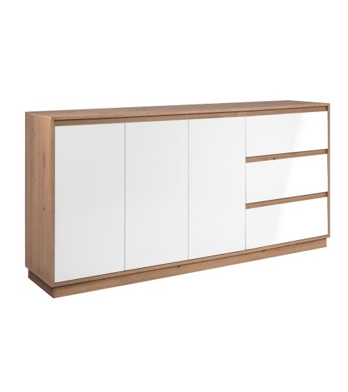 Credenza Phoenix 51A 3 ante e 3 cassetti con struttura rovere e frontali bianco