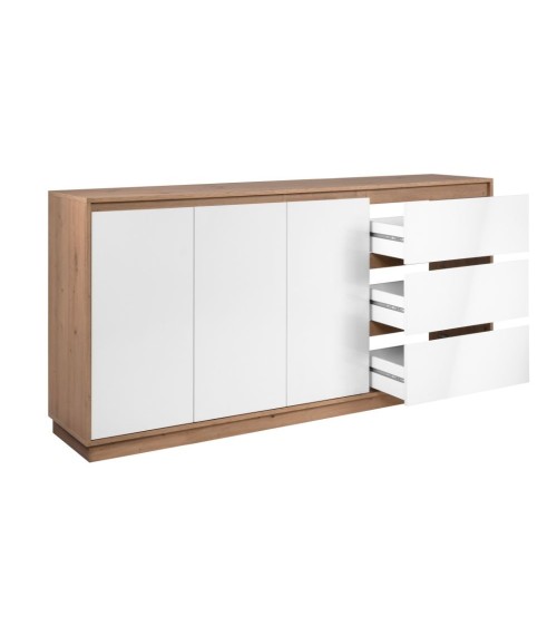 Credenza Phoenix 51A 3 ante e 3 cassetti con struttura rovere e frontali bianco