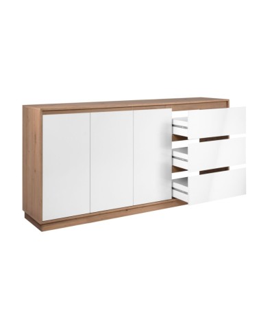 Credenza Phoenix 51A 3 ante e 3 cassetti con struttura rovere e frontali bianco
