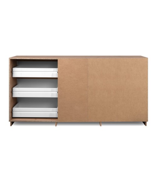 Credenza Phoenix 51A 3 ante e 3 cassetti con struttura rovere e frontali bianco