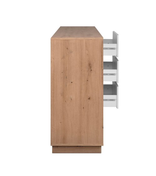 Credenza Phoenix 51A 3 ante e 3 cassetti con struttura rovere e frontali bianco