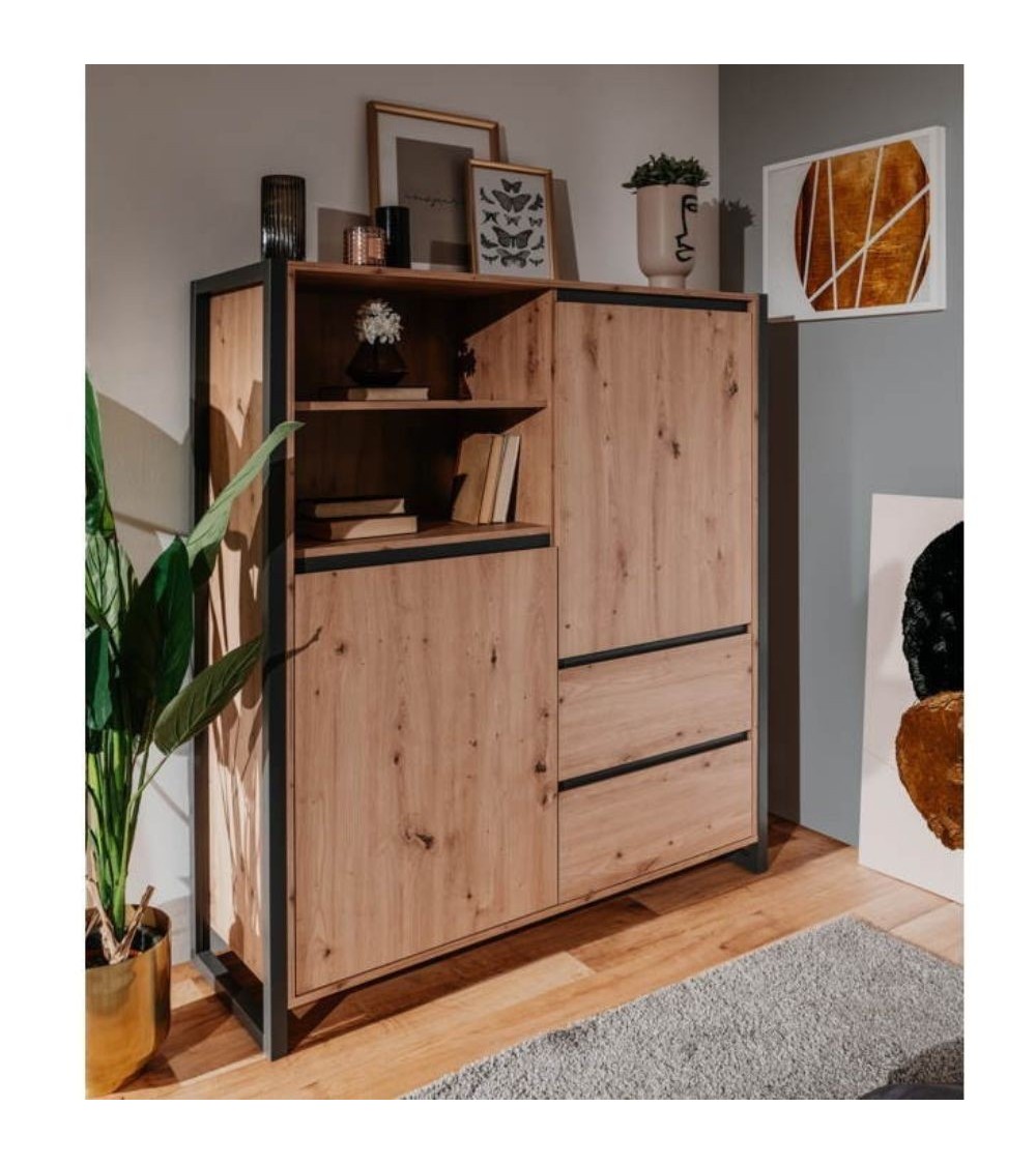 Credenza alta Denver 51 L120XP40XH140 quercia antracite