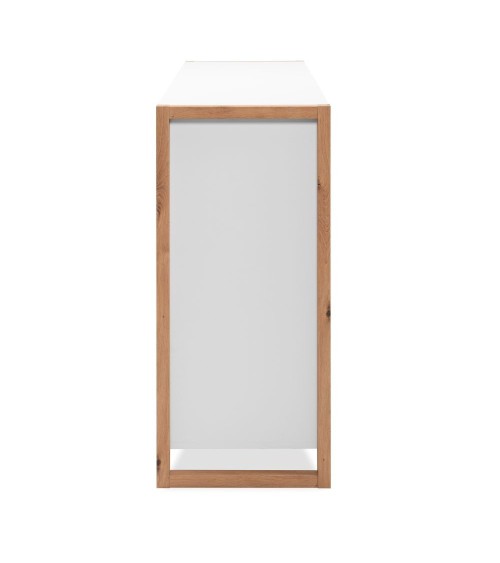 Credenza New Denver2 con 3 cassetti e 2 ante battenti in bianco e rovere