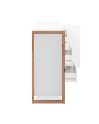 Credenza New Denver2 con 3 cassetti e 2 ante battenti in bianco e rovere