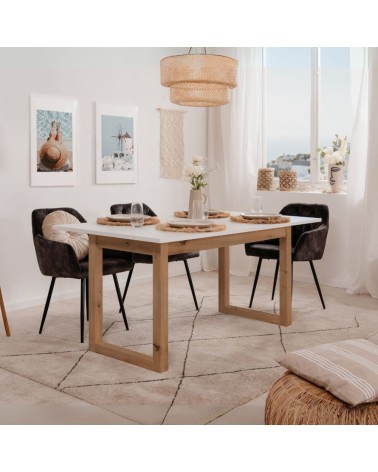 Tavolo allungabile New Denver50 con allunga da 40 cm. in bianco e rovere 160x90x75Hcm.