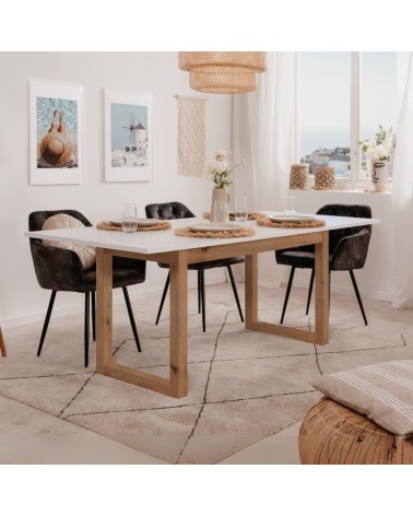 Tavolo allungabile New Denver50 con allunga da 40 cm. in bianco e rovere 160x90x75Hcm.