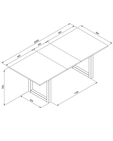 Tavolo allungabile New Denver50 con allunga da 40 cm. in bianco e rovere 160x90x75Hcm.