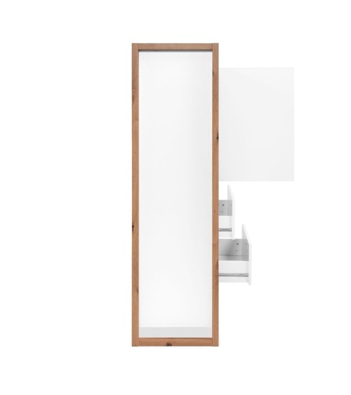 Credenza alta New Denver51 con vani a giorno due ante e due cassetti colore bianco e rovere