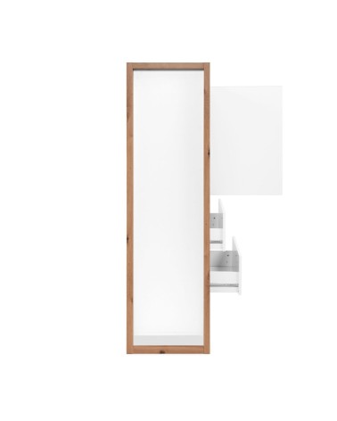 Credenza alta New Denver51 con vani a giorno due ante e due cassetti colore bianco e rovere