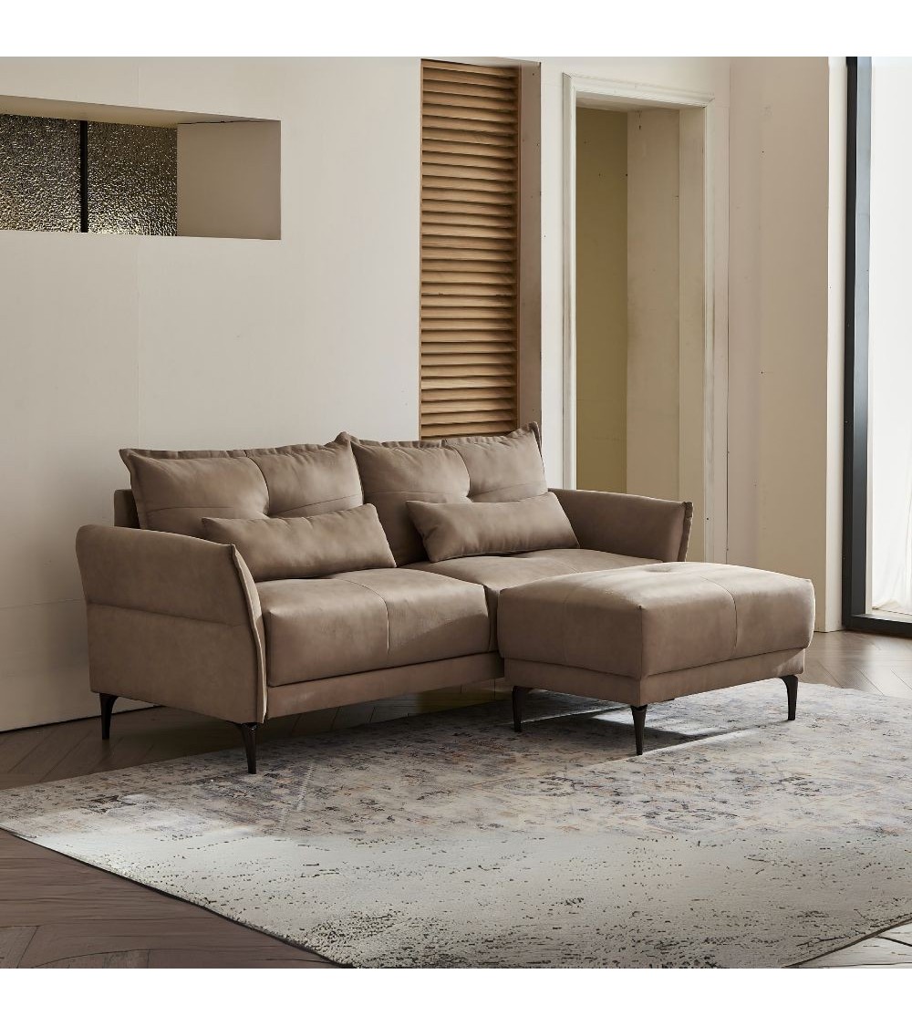 Divano 3 posti Nutmeg con pouff in tessuto Mia 103-05 beige