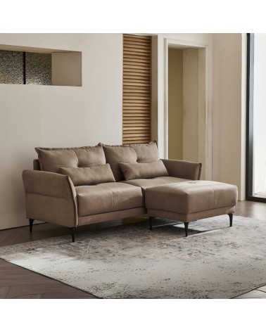 Divano 3 posti Nutmeg con pouff in tessuto Mia 103-05 beige