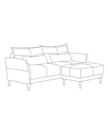 Divano 3 posti Nutmeg con pouff in tessuto Mia 103-05 beige