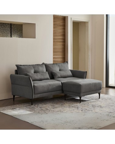 Divano 3 posti Nutmeg con pouff in tessuto Mia 103-27 grigio scuro