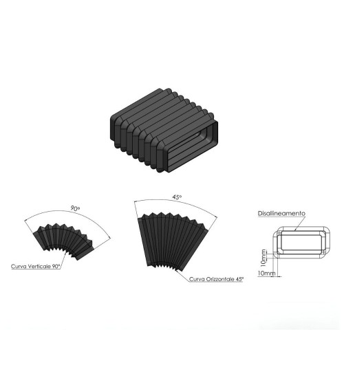 Soffietto con innesto Duct e innesto flangia 220x90 mm.