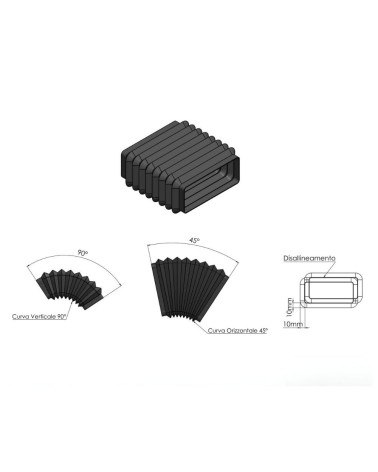 Soffietto con innesto Duct e innesto flangia 220x90 mm.
