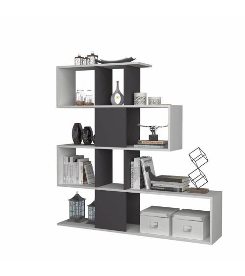 Libreria bifacciale Aktif 145x145x29 cm. bianco ghisa