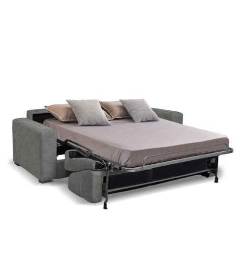Divano letto Kriog 3 posti con rete elettrosaldata in tessuto Barrel 83 grigio