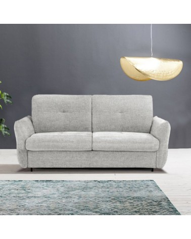 Divano letto Marea 3 posti con rete elettrosaldata materasso 20 cm. in tessuto Aragon 80 grigio chiaro