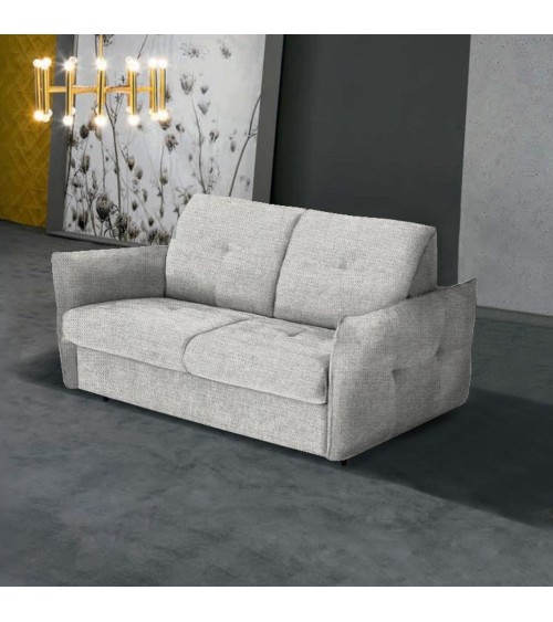 Divano letto Marea 3 posti con rete elettrosaldata materasso 20 cm. in tessuto Aragon 80 grigio chiaro