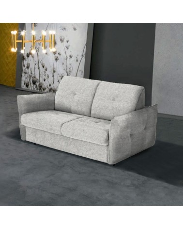 Divano letto Marea 3 posti con rete elettrosaldata materasso 20 cm. in tessuto Aragon 80 grigio chiaro