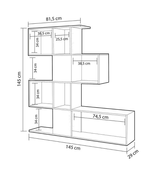 Libreria bifacciale Aktif 145x145x29 cm. bianco ghisa