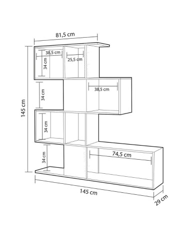 Libreria bifacciale Aktif 145x145x29 cm. bianco ghisa