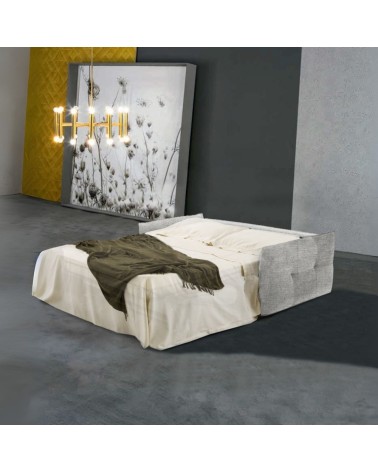 Divano letto Marea 3 posti con rete elettrosaldata materasso 20 cm. in tessuto Aragon 80 grigio chiaro