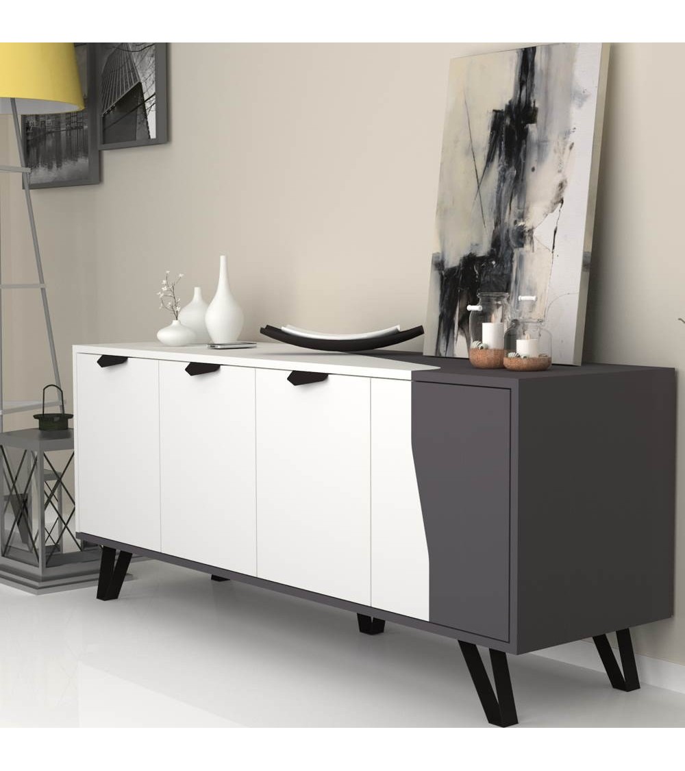 Madia Jasmine 4 ante 160x45x63H cm. bianco ghisa