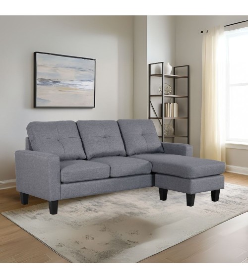 Divano 3 posti Giulivo grigio con chaise longue componibile