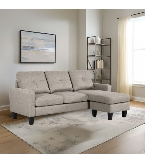 Divano 3 posti Giulivo beige con chaise longue componibile