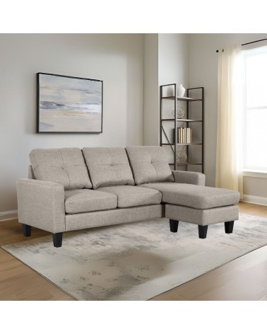 Divano 3 posti Giulivo beige con chaise longue componibile