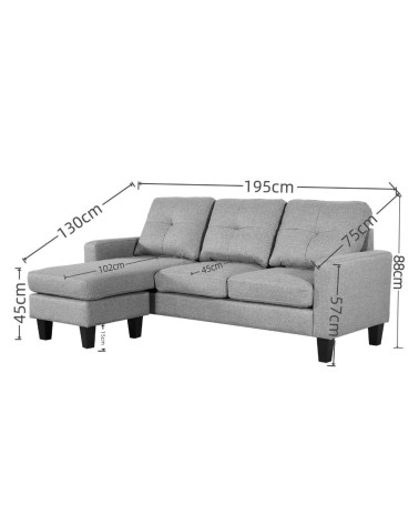Divano 3 posti Giulivo beige con chaise longue componibile