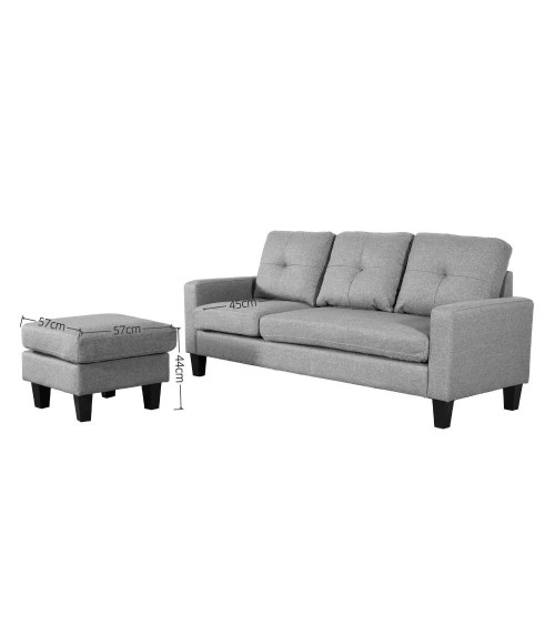 Divano 3 posti Giulivo beige con chaise longue componibile