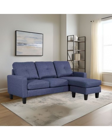 Divano 3 posti Giulivo blu con chaise longue componibile