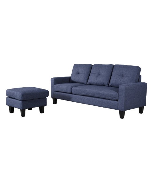 Divano 3 posti Giulivo blu con chaise longue componibile