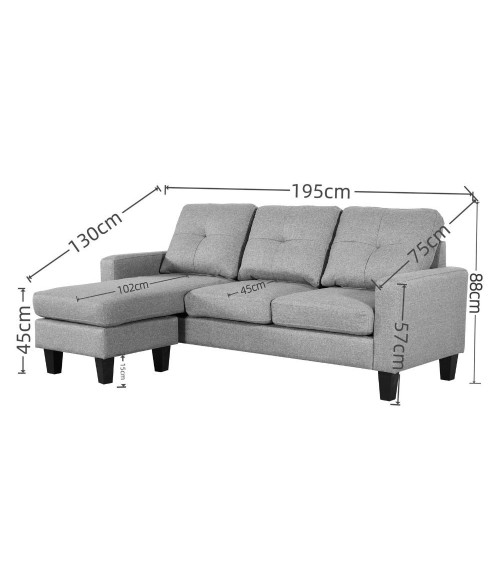 Divano 3 posti Giulivo blu con chaise longue componibile