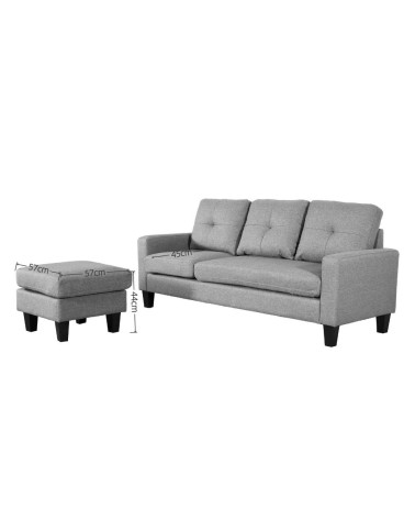 Divano 3 posti Giulivo blu con chaise longue componibile