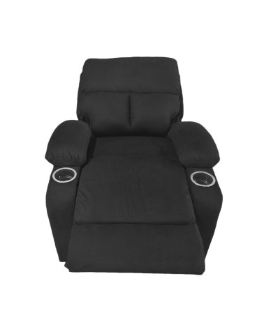 Poltrona recliner manuale Ninetta con portabicchieri in microfibra nero