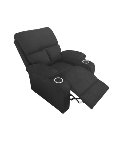 Poltrona recliner manuale Ninetta con portabicchieri in microfibra nero