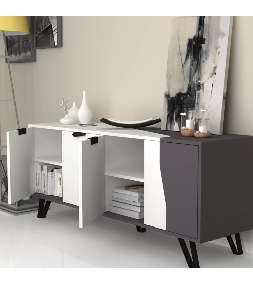 Madia Jasmine 4 ante 160x45x63H cm. bianco ghisa