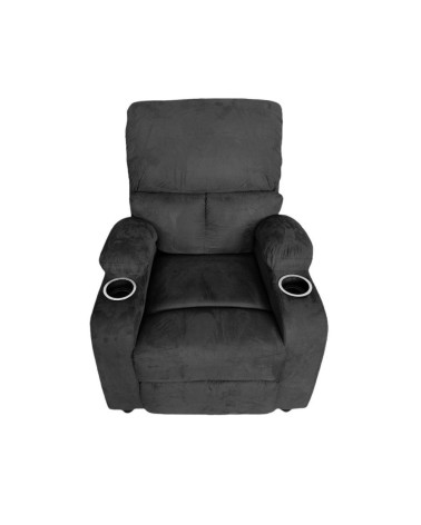 Poltrona recliner manuale Ninetta con portabicchieri in microfibra nero