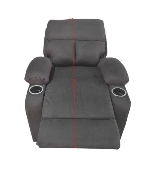 Poltrona recliner manuale Ninetta con portabicchieri in microfibra nero
