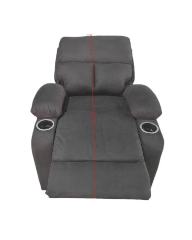 Poltrona recliner manuale Ninetta con portabicchieri in microfibra nero