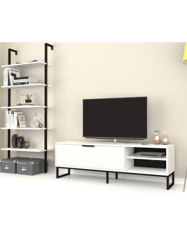 Parete attrezzata porta tv e libreria Way bianca