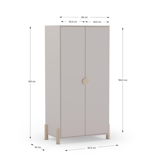 Armadio Enola 2 ante in legno massiccio colore beige